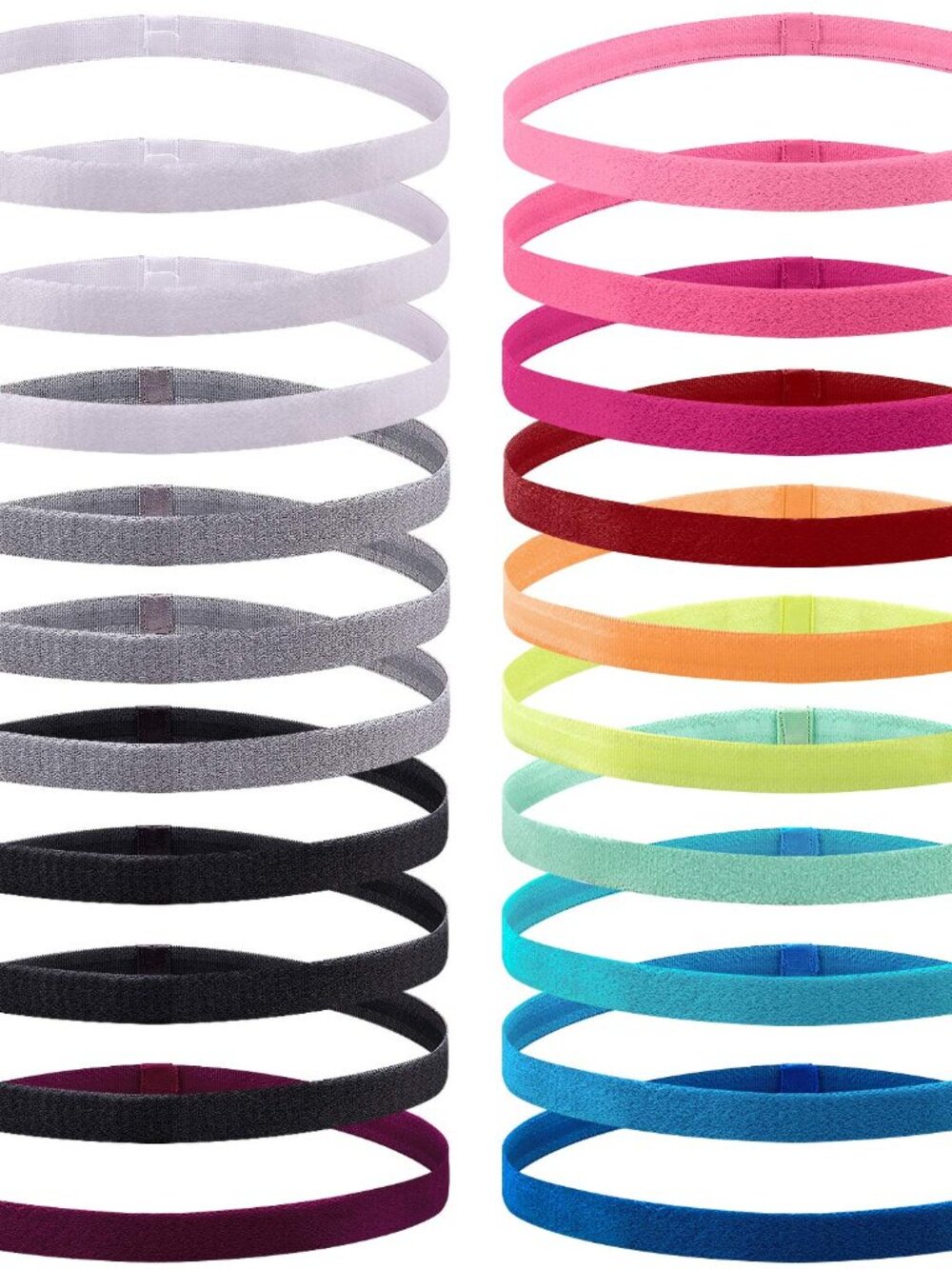 20 Pieces Elastic Headbands Non Slip Sport Headband Colorful Hair Bands Workout